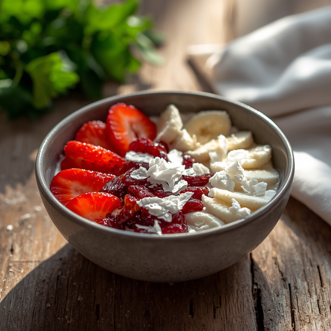Jogurt puuviljade ja kookoshelvestega